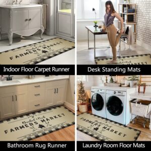 Falflor 2PCS Farmhouse Kitchen Rug and Mats Non Slip Waterproof Kitchen Rugs Set Kitchen Floor Standing Mats Rubber Backing Floor Carpet Runner for Kitchen Sink Laundry Office