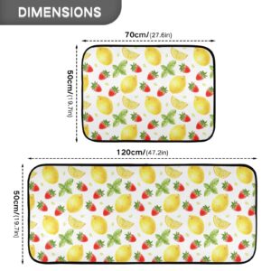 Strawberry Lemon Mint Kitchen Mats and Rugs, Summer Kitchen Floor Runner Bathroom Carpet Doormat Washable Rug 19.7x27.6 Inch + 19.7x47.2 Inch Perfect for Living Room Bedroom Entryway