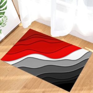 ombre modern abstract geometric art red black gradientbathroom shower mat doormat non slip,floor rug absorbent carpets floor mat home decor for kitchen bedroom rug, 16"x 24"