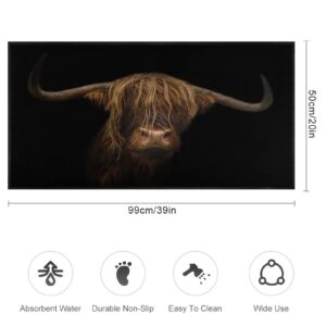 TsyTma Scottish Highland Cattle Kitchen Rugs Non-Slip Soft Kitchen Mats Wild Animal Cow Bath Rug Kitchen Runner Rug Doormats Carpet for Home Decor 20" X 39"