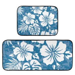 j joysay aloha hawaiian floral kitchen rugs and mat 2 pieces set cushioned anti fatigue kitchen mat non slip floor rug washable farmhouse decor for kitchen floor home office laundry