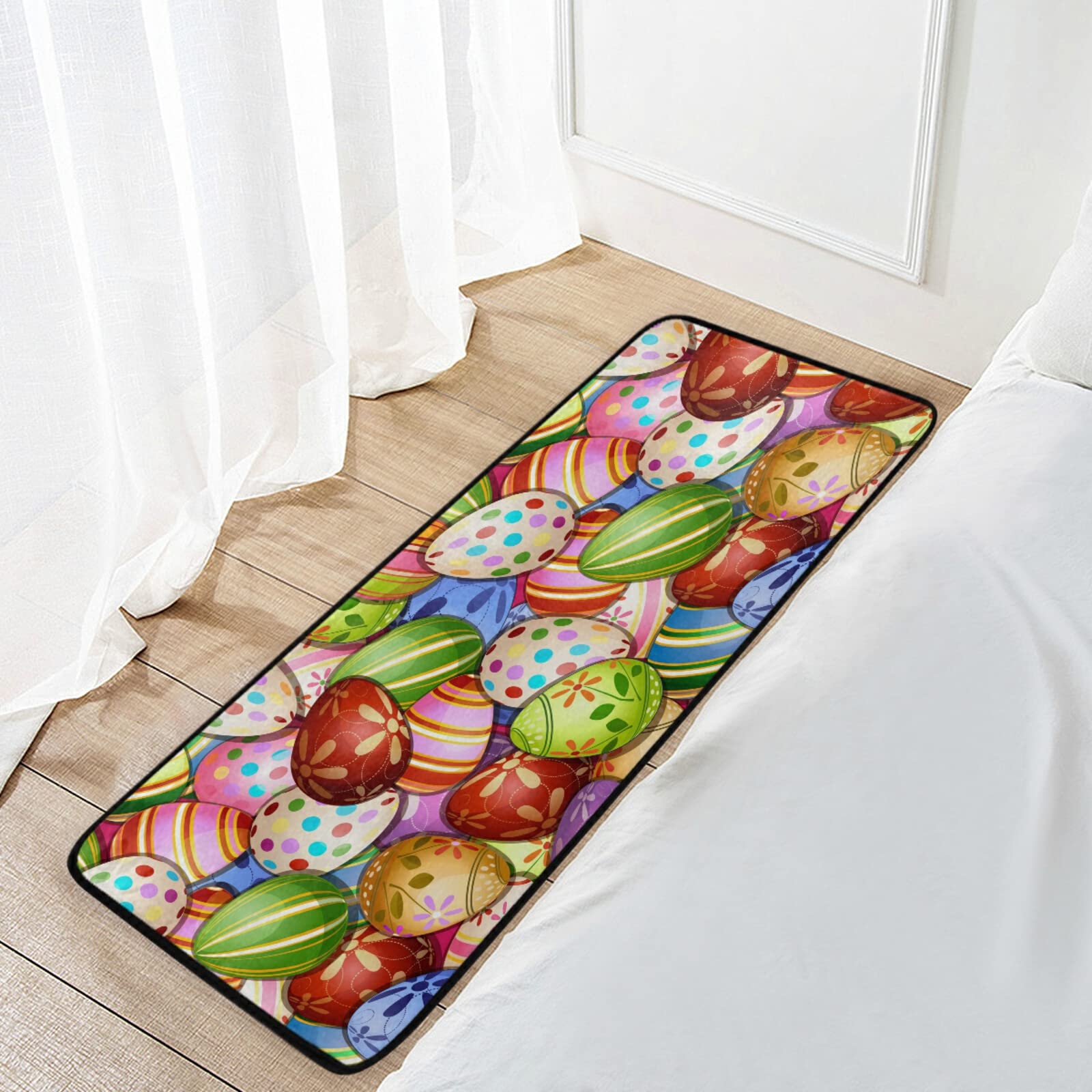 SLHKPNS Easter Egg Kitchen Mat Non-Slip,Colorful Kitchen Rugs Comfort Runner Doormat 39x20 Inch Soft Floor Mat for Home Decor