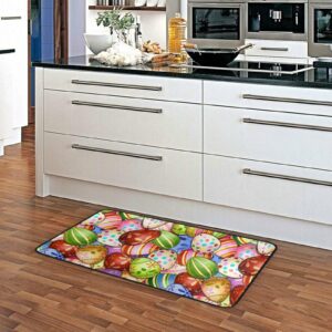 SLHKPNS Easter Egg Kitchen Mat Non-Slip,Colorful Kitchen Rugs Comfort Runner Doormat 39x20 Inch Soft Floor Mat for Home Decor