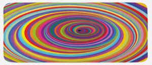 lunarable rainbow kitchen mat, rainbow colored vortex hypnotic effect optical illusion psychedelic design print, plush decorative kitchen mat with non slip backing, 47" x 19", rainbow colors