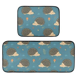 hedgehogs kitchen mat set of 2 kitchen rug set washable non slip cushioned memory foam kitchen runner rugs and mats comfort standing mat for office desk sink laundry home decor