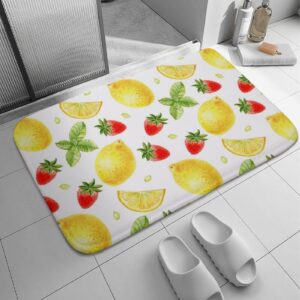 strawberry lemon mint strawberry lemon mint bath mats non-slip absorbent soft plush doormat decor bathroom rugs for kitchen bedroom floor mat 24" x 16"