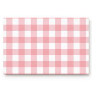 Floor Rug Indoor Door Mat, Valentine's Day Pink and White Buffalo Check Gingham Romantic Non-Slip Absorbent Low-Profile Entrance Doormat for Kitchen/Bathroom/Laundry Room, 18"x30"