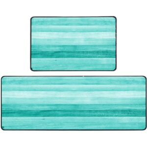 tomwish teal kitchen rugs turquoise kitchen mat non slip kitchen rug teal turquoise green painted 2 pieces kitchen rug set 17"x48"+17"x24" outdoor kitchen rug mat for home office sink laundry desk