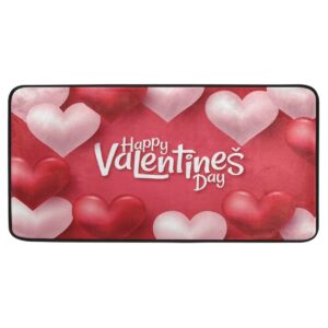 valentines day hearts kitchen rugs non-slip pink hearts kitchen mats 39 x 20 inches bath runner rug doormats area mat rugs carpet cushioned mat for home decor