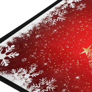 Sparkle Christmas Tree Kitchen Rugs Non-Slip Red Snowflakes Snowfall Kitchen Mats Bath Runner Rug Doormats Area Mat Rugs Carpet for Xmas Home Decor 39" X 20"