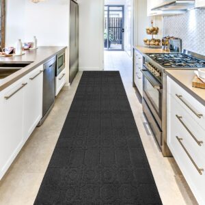 Kitchen Mat,Non Skid Washable Carpet Runner Rug for Narrow Galley Peninsula U L Shaped Small Kitchen Floor, Tribal Mayan Style 24.5 in x 5 ft
