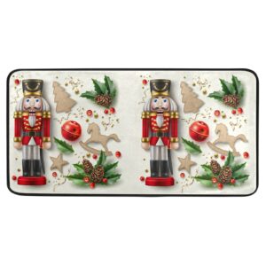 slhkpns kitchen mat cute nutcracker christmas non-slip,cherry red kitchen rugs comfort runner doormat 39x20 inch soft floor mat for home decor