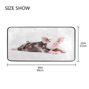 Cute Animal Pig Piggy Kitchen Floor Mat Non-Slip Soft Kitchen Area Rugs Runner Bath Rug Doormats Washable Carpet for Dinning Room Home Decorative 39" X 20"