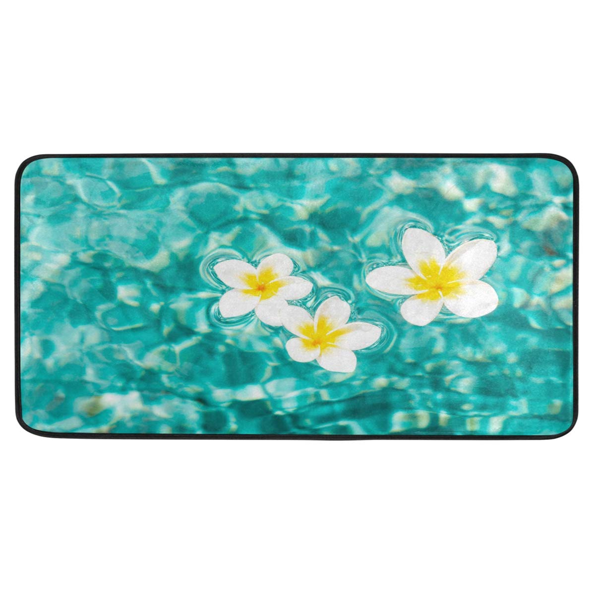 Kitchen Rugs Tropical Zen Plumeria Flower in Turquoise Water Non-Slip Kitchen Mats Bath Runner Rug Doormats Area Mat Rugs Carpet for Home Decor 39" X 20"