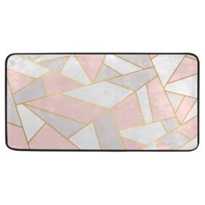 rose gold pink geometry marble kitchen mat rugs cushioned chef soft non-slip floor mats washable doormat bathroom runner area rug carpet
