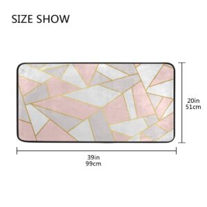 Rose Gold Pink Geometry Marble Kitchen Mat Rugs Cushioned Chef Soft Non-Slip Floor Mats Washable Doormat Bathroom Runner Area Rug Carpet