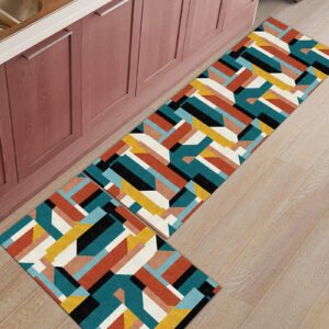 2 pcs kitchen mat cushioned anti-fatigue kitchen rugs non-skid kitchen floor mats and rugs comfort standing mat for kitchen, floor, office, sink, laundry, colorful modern abstract art design