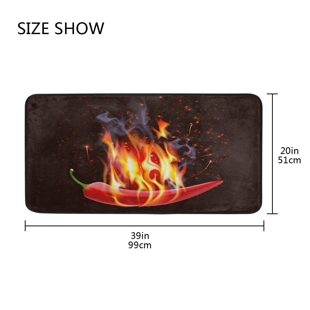 AGONA Anti Fatigue Kitchen Mat Creative Burning Cayenne Pepper Kitchen Floor Mat Soft Standing Mats Absorbent Area Rugs Non Slip Kitchen Rugs Bath Rug Runner Carpet for Home Decor Indoor Outdoor