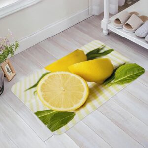 ltaethc kitchen rug floor mat yellow summer lemon flannel kitchen mats, cushioned anti fatigue with non slip rubber backed for kitchen bedroom home entrance - 16" x 24"