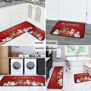 ROTORS Christmas Red Lattice Kitchen Rug Set 2 Piece, Cushioned Anti-Fatigue Kitchen Floor Mats Waterproof Easy to Clean, Comfort Standing Kitchen Mat Set with Non-Slip Latex