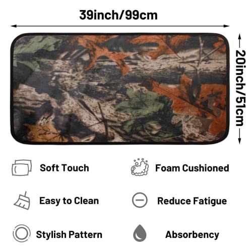 DJYQBFA Kitchen Mats for Floor, Forest Tree Camouflage Camo Non Slip Kitchen Rugs Comfort Absorbent Standing Desk Mat for House Sink Laundry Office 39 X 20 Inch