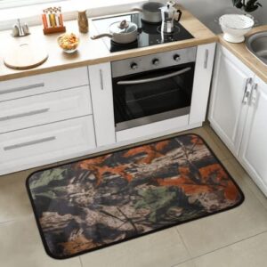 DJYQBFA Kitchen Mats for Floor, Forest Tree Camouflage Camo Non Slip Kitchen Rugs Comfort Absorbent Standing Desk Mat for House Sink Laundry Office 39 X 20 Inch
