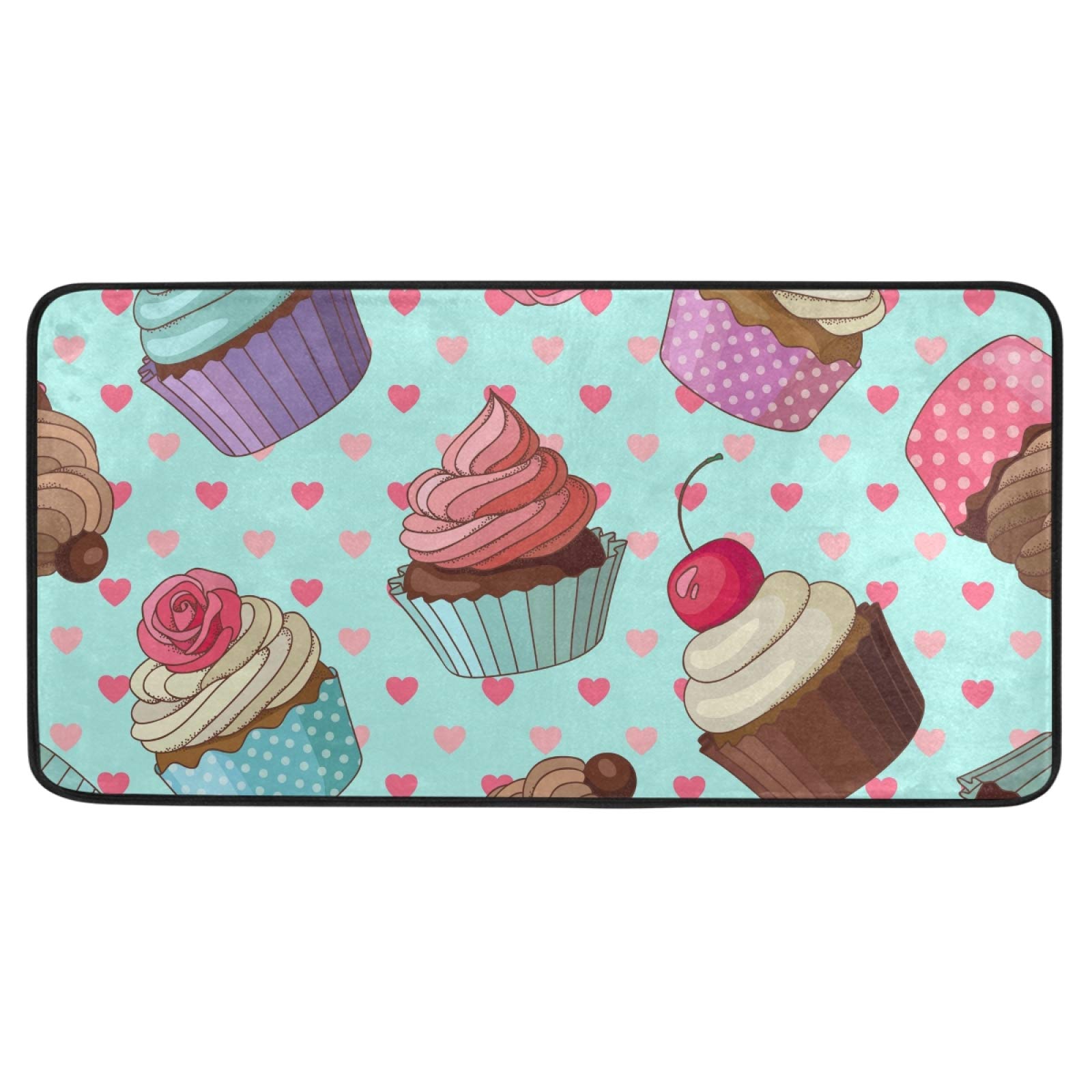 Cupcakes Kitchen Rug Dessert Door Mat Bath Runner Rug Home Decor Floor Mat Non-Slip Carpet for Kitchen Living Bedroom 39 x 20 Inch