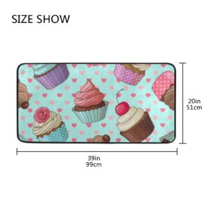 Cupcakes Kitchen Rug Dessert Door Mat Bath Runner Rug Home Decor Floor Mat Non-Slip Carpet for Kitchen Living Bedroom 39 x 20 Inch