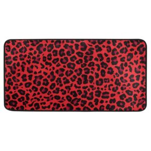red leopard print cheetah kitchen mat rugs cushioned chef soft non-slip floor mats washable doormat bathroom runner area rug carpet,39" x 20"