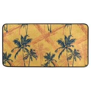 kitchen rugs palm trees retro design non-slip soft kitchen mats bath rug runner doormats carpet for home decor, 39" x 20"