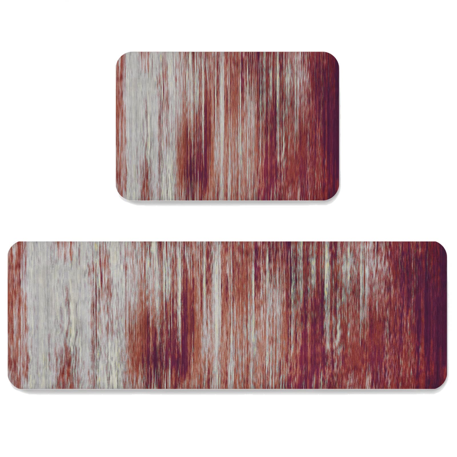 Red Kitchen Mats 2 Pieces Non Slip Runner Rug Set Farmhouse Rustic Abstract Art Gradient Painting Kitchen Rugs Washable Comfort Standing Floor Mat for Kitchen, Sink, Office, 15.7"x23.6"+15.7"x47.2"
