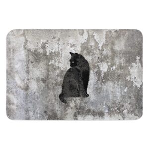 Front Door Mat Floor Mats for Home Decor, Black Cat Old Wall Memory Foam Runner Entryway Area Rug Non-Slip Absorbent Doormat Washable Rug, 18x30Inch Welcome Mats for Bedroom Decor Living Room Decor