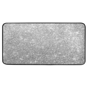gredecor silver glitter kitchen rug anti fatigue kitchen mats non skid washable floor rugs mat for home kitchen office laundry (39"x20")
