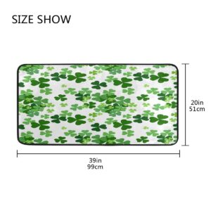 Lucky Clover Shamrocks Kitchen Rugs Non-Slip St Patrick Kitchen Mats 39 x 20 Inches Bath Runner Rug Doormats Area Mat Rugs Carpet Cushioned Mat for Home Decor