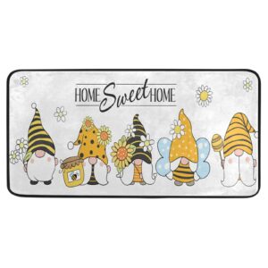 sunflowers bee gnomes kitchen rug spring summer autumn kitchen mat runner rugs non slip floor door mats soft doormat carpet home decor 39 x 20 inch