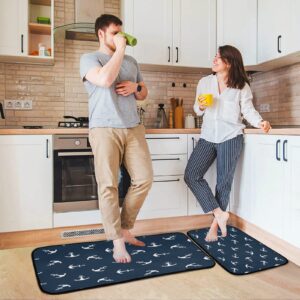 ALAZA Anchor Nautical Blue Ocean 2 Piece Kitchen Rug Floor Mat Set Runner Rugs Non-Slip for Kitchen Laundry Office 20" x 28" + 20" x 48"