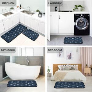 ALAZA Anchor Nautical Blue Ocean 2 Piece Kitchen Rug Floor Mat Set Runner Rugs Non-Slip for Kitchen Laundry Office 20" x 28" + 20" x 48"