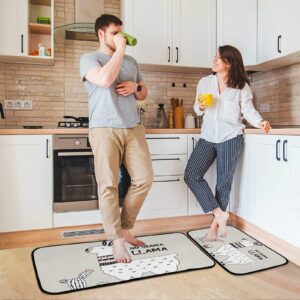 MCHIVER Cute Cartoon Llama Kitchen Rugs Set Anti Fatigue Kitchen Mat 2 Pieces for Floor Non-Slip Cushioned Runner Rug Standing Mat for Kitchen Bathroom Hallway Home Decor