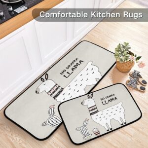 MCHIVER Cute Cartoon Llama Kitchen Rugs Set Anti Fatigue Kitchen Mat 2 Pieces for Floor Non-Slip Cushioned Runner Rug Standing Mat for Kitchen Bathroom Hallway Home Decor