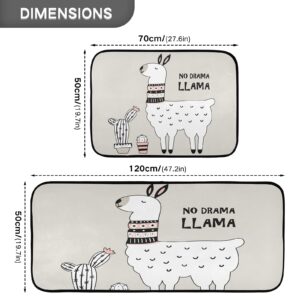 MCHIVER Cute Cartoon Llama Kitchen Rugs Set Anti Fatigue Kitchen Mat 2 Pieces for Floor Non-Slip Cushioned Runner Rug Standing Mat for Kitchen Bathroom Hallway Home Decor