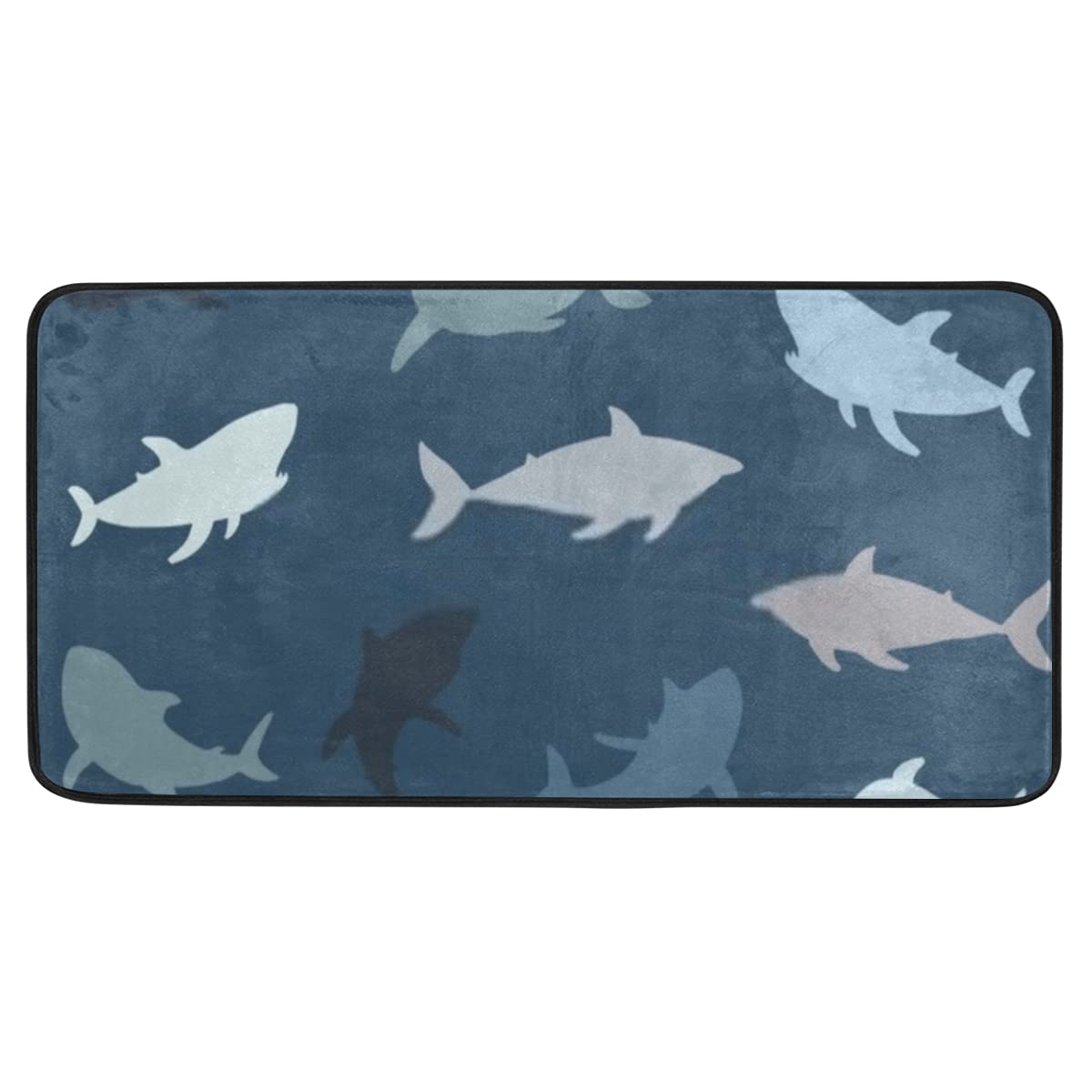 Anti Fatigue Kitchen Mat Shark Sea Animal Wild Hand Non Slip Kitchen Rug Runner 39"x20" Comfort Standing Mats Kitchen Carpet