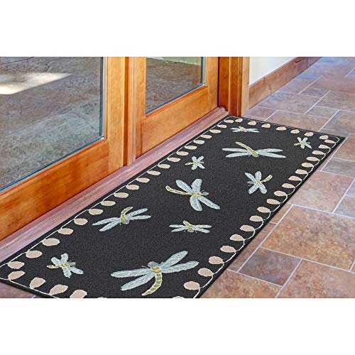 Liora Manne FRONTPORCH Indoor/Outdoor Hand Tufted Durable Area Rug - Traditional Casual Animal Dark (Dragonfly Midnight) (2' x 5')