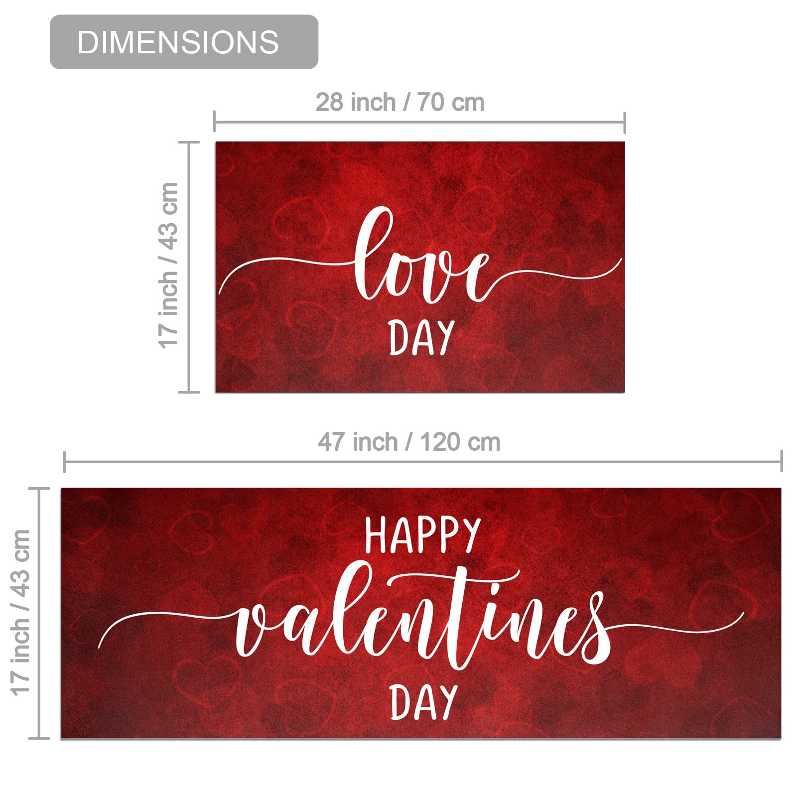 HOLVDENG Valentine's Day Kitchen Mat Set of 2 Non Slip Thick Love Day Kitchen Rugs and Mats for Floor Comfort Standing Mats for Kitchen, Sink, Office, 17"x47"+17"x28"