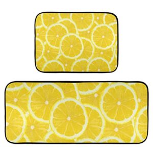 yellow lemon kitchen rugs and mats set 2 piece non slip washable runner rug set of 2 for kitchen living room floor home decor