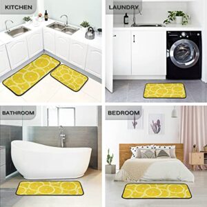 Yellow Lemon Kitchen Rugs and Mats Set 2 Piece Non Slip Washable Runner Rug Set of 2 for Kitchen Living Room Floor Home Decor