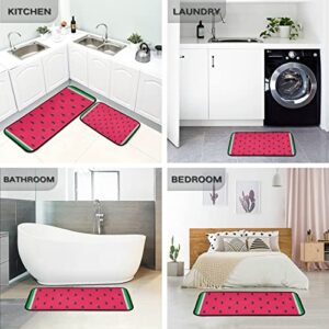 Watermelon Kitchen Rugs and Mats Set 2 Piece Non Slip Washable Runner Rug Set of 2 for Kitchen Sink Floor Home Decor Laundry