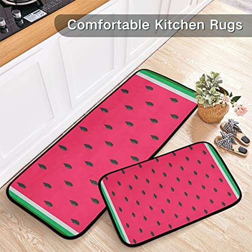 Watermelon Kitchen Rugs and Mats Set 2 Piece Non Slip Washable Runner Rug Set of 2 for Kitchen Sink Floor Home Decor Laundry