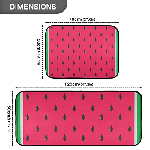 Watermelon Kitchen Rugs and Mats Set 2 Piece Non Slip Washable Runner Rug Set of 2 for Kitchen Sink Floor Home Decor Laundry