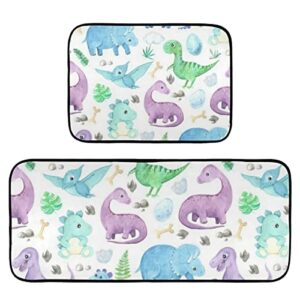 emelivor little dinosaurs kitchen rugs and mats set 2 piece non slip washable runner rug set of 2 for kitchen floor home decorative laundry
