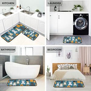 Dogs Kitchen Rugs and Mats Set 2 Piece Non Slip Washable Runner Rug Set of 2 for Kitchen Floor Home Sink Ladunry Office